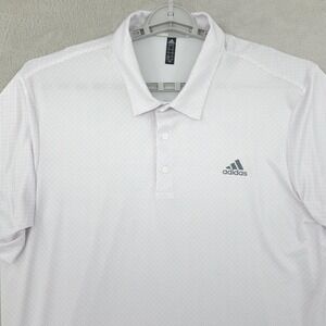 Adidas Shirt Golf Polo Mens XL White Microdot UPF 50 Performance Lightweight NWT